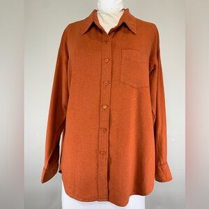 Aritzia Wilfred Free Rust Relaxed Linen Blend Button Down Shirt Size Small